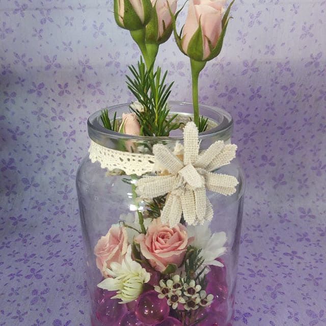 Floristería Hedu jarrón de vidrio con flores